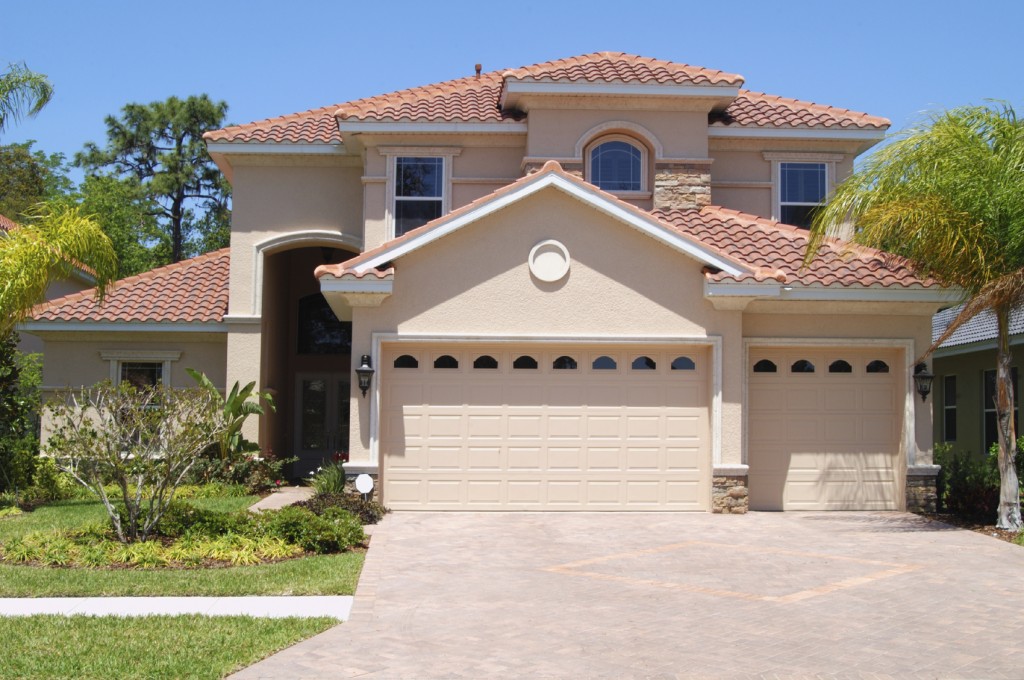 Multiple-story home with tile roof