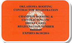 OK Roofing Contractor License FRONT